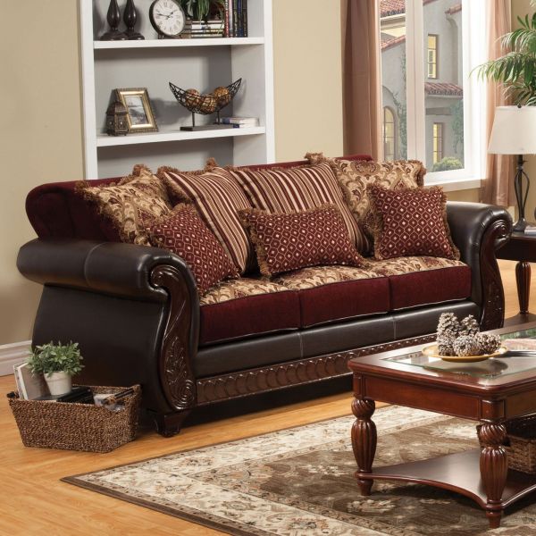 Burgundy deals sofa set