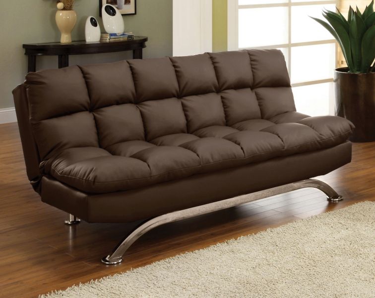 Tan deals leather futon