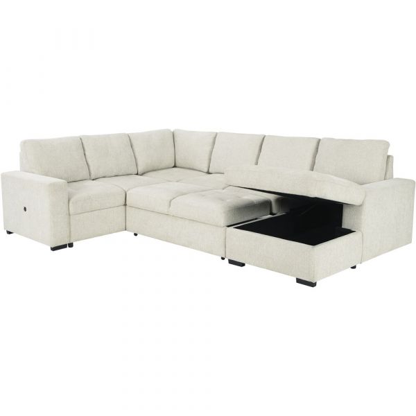 Millcoe 3 Piece Sectional with Pop Up Bed in Linen by Ashley