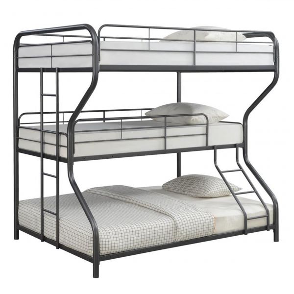 Garner Full Over Twin Over Full Triple Bunk in Gunmetal by Coaster