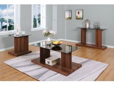 Mannedorf Occasional Table Set in Black and Dark Walnut