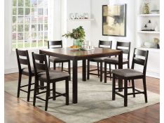 Valdor Counter Height Dining Set in Dark Oak and Espresso