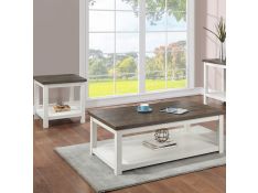 Dakota Occasional Table Set in White and Brown