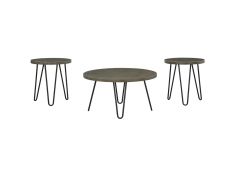 Hadasky Set of 3 Round Occasional Tables in Two-tone Stone and Black