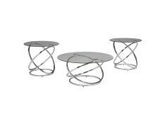 Hollynyx 3 Piece Occasional Table Set in Chrome