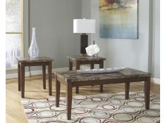 Ashley Furniture Theo Occasional 3pc Table Set in Warm Brown