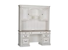 Liberty Furniture Magnolia Manor Jr Executive Credenza with Hutch in Antique White