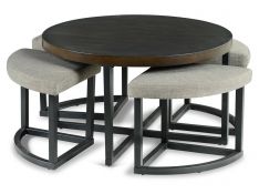 Yukon Coffee Table with Stools in Walnut and Ebony