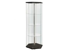 4-Shelf Hexagon Shaped Curio Cabinet in Black And Clear