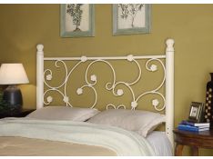 Full and Queen Headboard With Floral Pattern in White