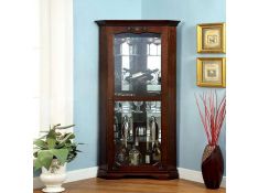 Furniture of America Ortley Curio Cabinet, Walnut Finish