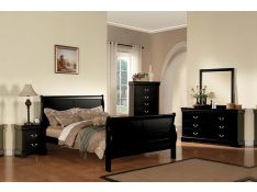 Louis Philippe III Sleigh Bedroom Collections in Black