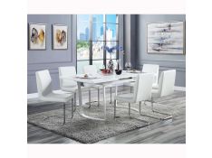 Palton Rectangular Dining Set in White