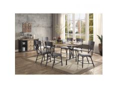 Edina Rectangular Dining Set in Oak and Sandy Black Finish