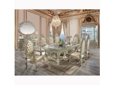 Sorina Rectangular Dining Set in Antique Gold Finish