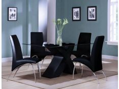 Pervis Dining Set in Black and Clear Glass