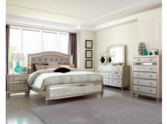 Bling Game Panel Bedroom Set in Metallic Platinum