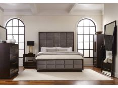 Luddington Upholstered Bedroom Set in Smoked Peppercorn and Grey