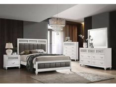 Barzini Upholstered Panel Bedroom Set in White