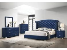 Melody Upholstered Bedroom Set in Pacific Blue