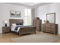 Frederick Sleigh Bedroom Set in Weathered Oak