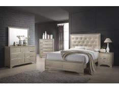 Beaumont Upholstered Bedroom Set in Champagne