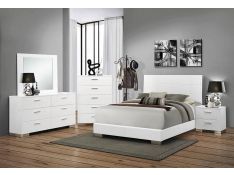 Felicity Panel Bedroom Set in Glossy White