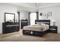 Miranda Panel Storage Bedroom Set in Black