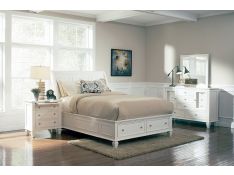 Sandy Beach Storage Sleigh Bedroom Set in White