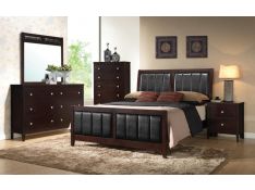 Carlton Upholstered Bedroom Set in Cappuccino And Black