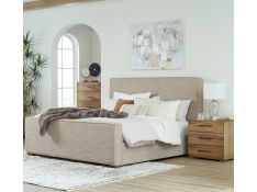 Dakmore Upholstered Bedroom Collection in Oatmeal Brown