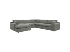 Elyza 5-Piece Sectional with LAF Chaise in Smoke