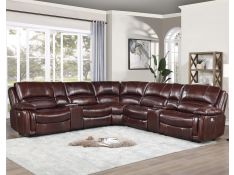 Denver 7 Piece Dual Power Sectional in Brown