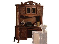 Acme Furniture Dresden Computer Desk with Hutch in Cherry Oak