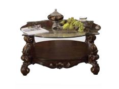 Versailles Coffee Table with Clear Glass Top in Cherry Oak