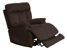 Anders Power Headrest with Lumbar Power Lay Flat Recliner with Heat and Massage and Extended Ottoman in Dark Chocolate