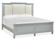 Glenbrook King Panel Bed with Upholstered Headboard in Pebble