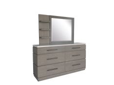 Pure Modern Bedroom 6 Drawer Dresser and Mirror in Moonstone