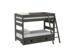 Cali Kids Complete Twin Over Twin Bunk Bed with Ladder and Trundle in Grey