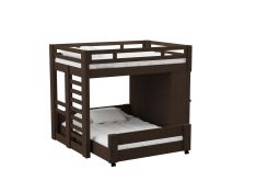 Cali Kids Complete Basic Loft Twin Over Full Desk Bed in Brown