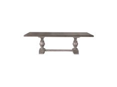 River Place Trestle Dining Table in Riverstone Gray and Tobacco