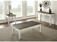 Cayla Occasional Table Set in Dark Oak and White