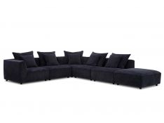 Recess Sectional with Ottoman in Reptile Blue