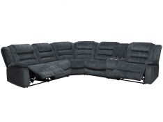 Bolton 6 Piece Modular Reclining Sectional and Entertainment Console in Misty Storm