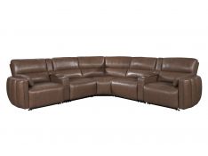 Modesto 7 Piece Modular Power Reclining Sectional with Power Adjustable Headrests in Sable