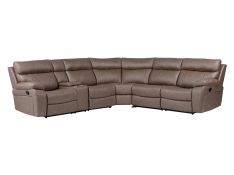 Theon 6 Piece Modular Manual Reclining Sectional and Entertainment Console in Stokes Toffee