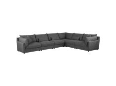 Sasha 6 Piece Upholstered Sectional in Barely Black