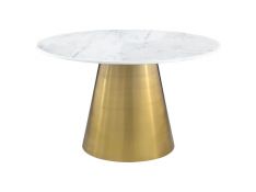 Ambrose Round Marble Top Dining Table in Brushed Gold