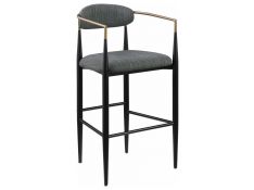 Tina Set of 2 Upholstered Bar Chairs in Dark Grey