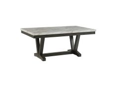 Everdeen Dining Table with Faux Marble Top in White and Charcoal